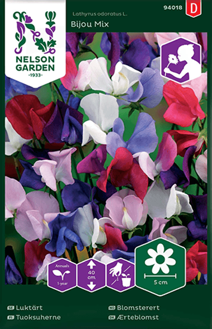 Hovedbilde Blomsterert 'Bijou Mix' lav - Lathyrus odoratus