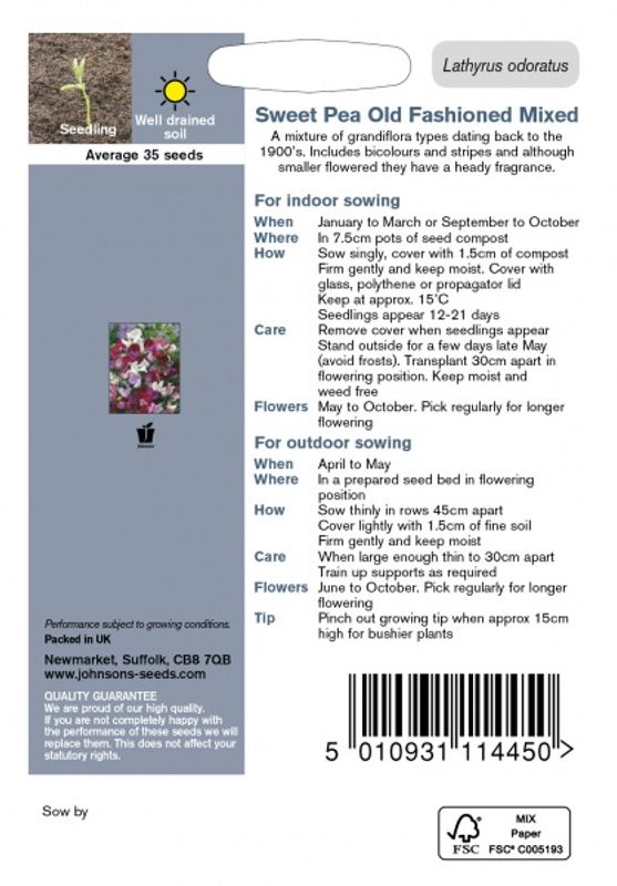 Blomsterert 'Old Fashioned Mixed' - Lathyrus odoratus