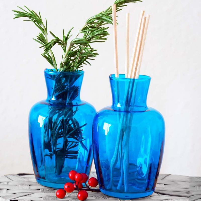Fasettvase - blå, 11 cm - 1stk