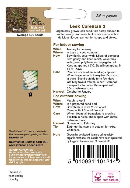 Purre 'Carentan 3' - Allium porrum, Organic